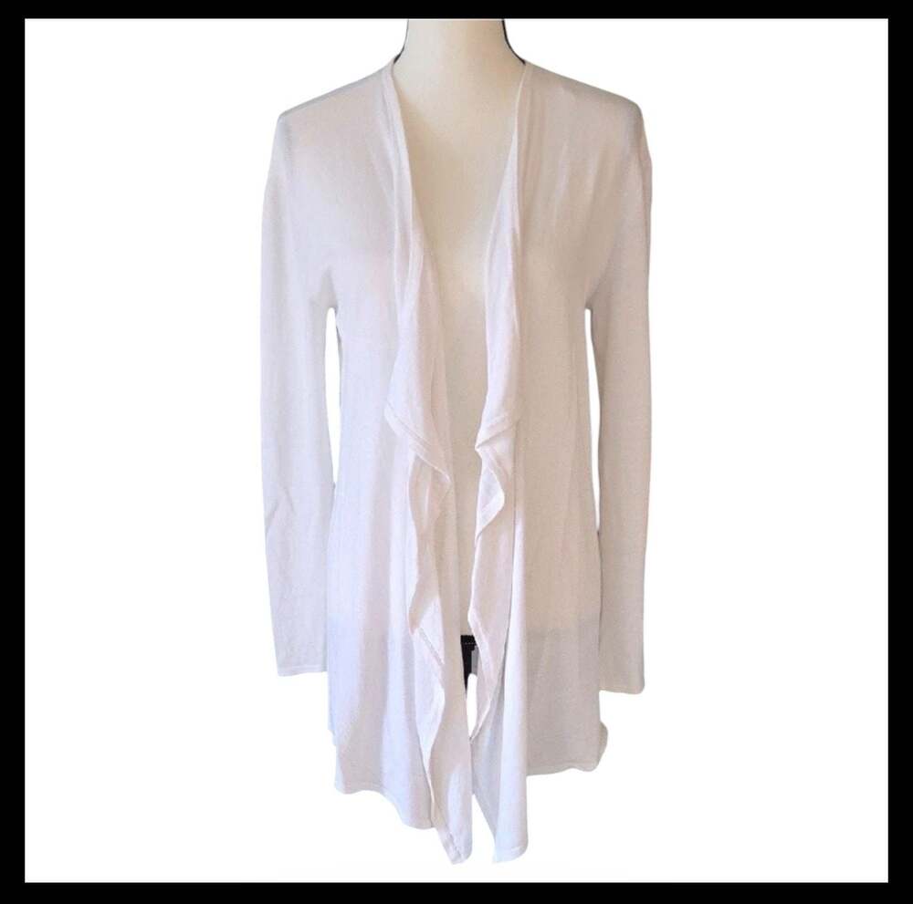 Michael Michael Kors White Long Sleeve Draped Cardigan